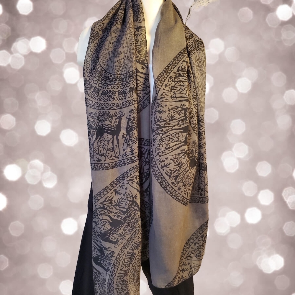 Mandela Gray Patterned‎ Scarf